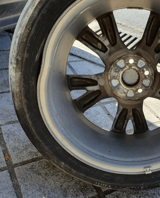Buckled rim prior to being repaired by Wheels R Us Newcastle